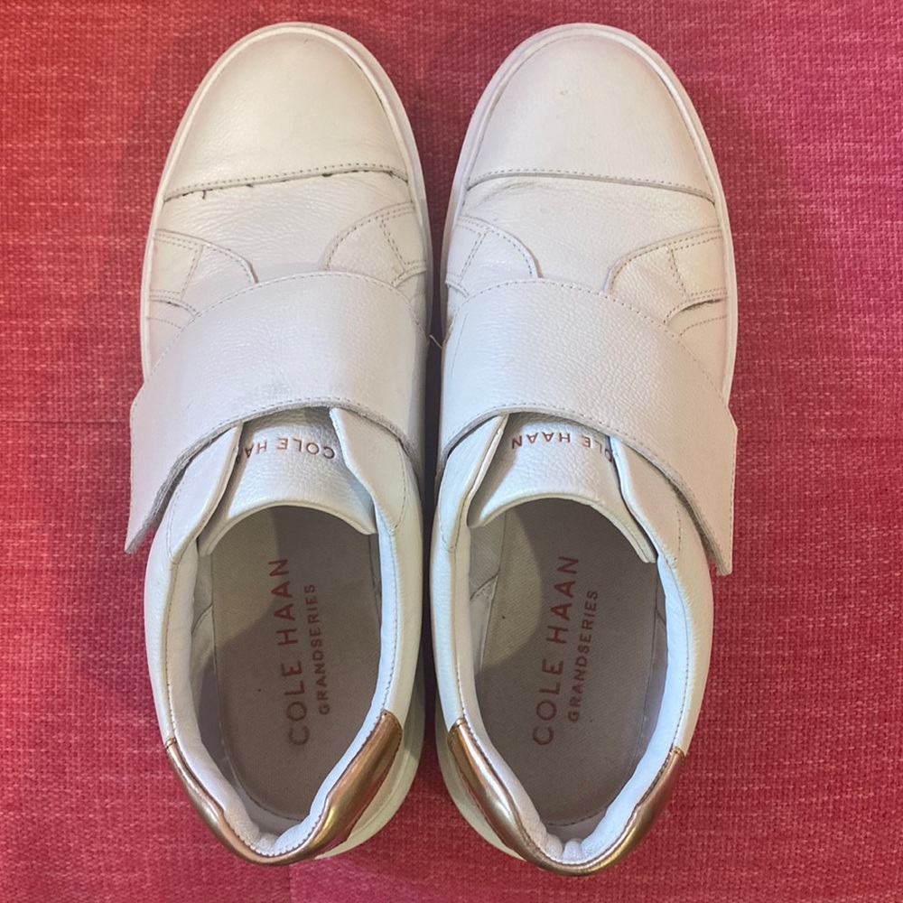 Cole Haan Grandseries Leather Sneakers with Rose Gold accent